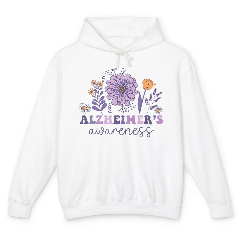 Alzheimer's Awareness Wildflower Dementia Inspirational Gift Unisex Lightweight Hoodie