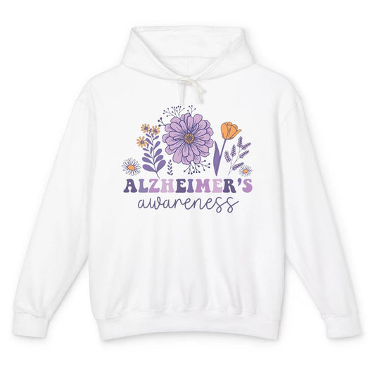 Alzheimer's Awareness Wildflower Dementia Inspirational Gift Unisex Lightweight Hoodie