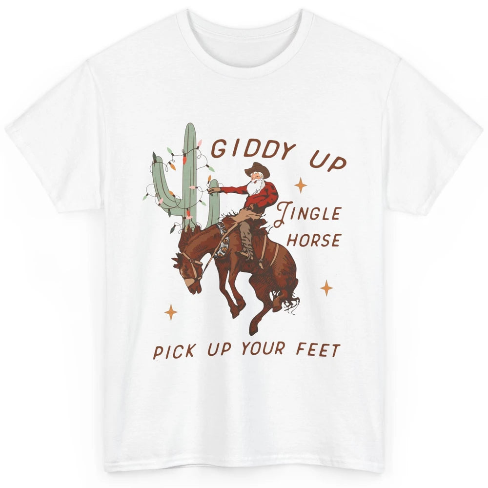 Cowboy Santa Horsing Giddy Up Jingle Horse Christmas Cactus Classic Unisex T-Shirt