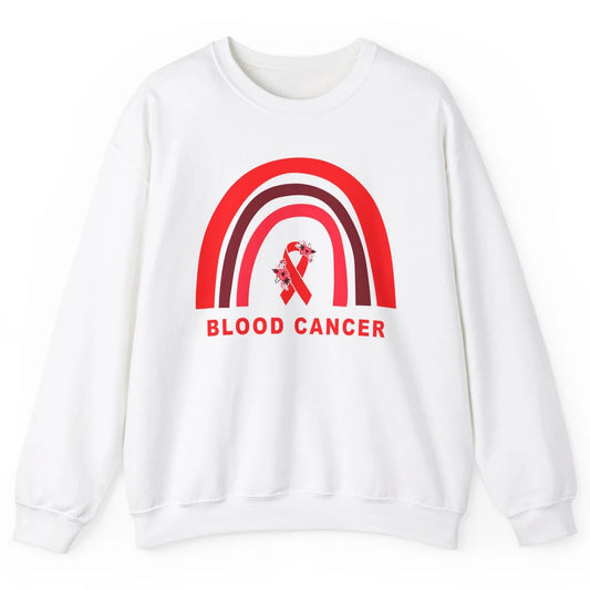 Blood Cancer Awareness Floral Red Ribbon Cute Rainbow Unisex Crewneck Sweatshirt