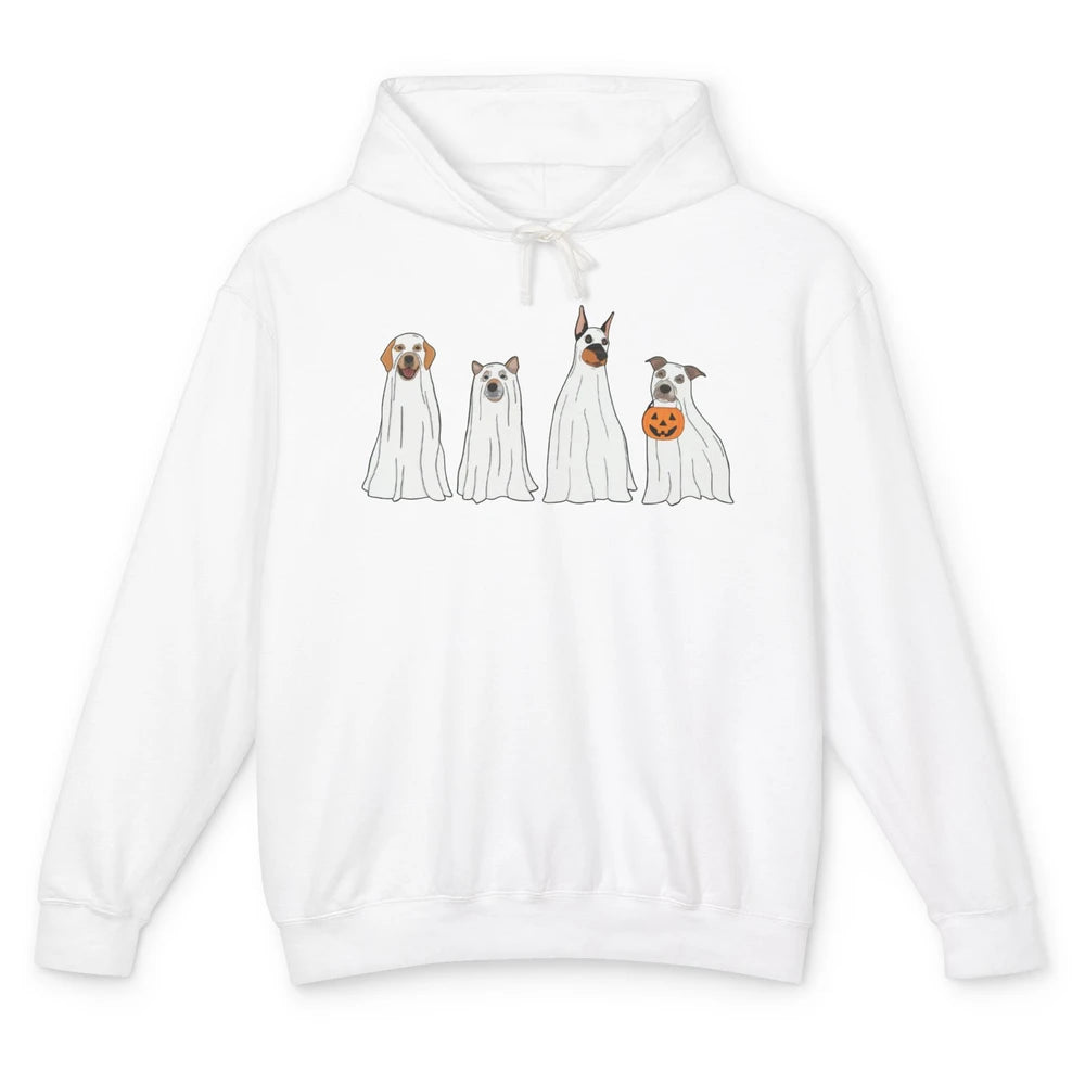 Halloween Dog Ghost Pumpkin Spooky Season Funny Dog Lovers Unisex Lightweight Hoodie