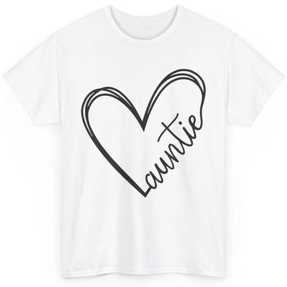 Cute Love Auntie Heart Typography Aunt Life Minimal Half Mom Classic Unisex T-Shirt