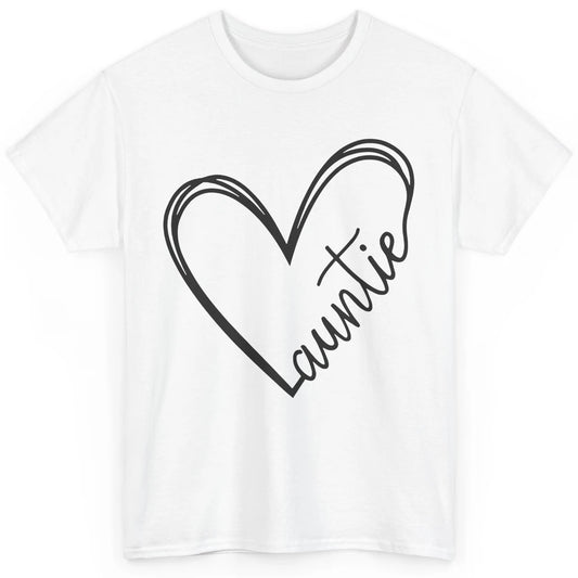 Cute Love Auntie Heart Typography Aunt Life Minimal Half Mom Classic Unisex T-Shirt