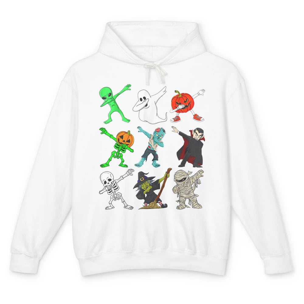 Funny Dabbing Skeleton Witch Monster Halloween Spooky Party Unisex Lightweight Hoodie