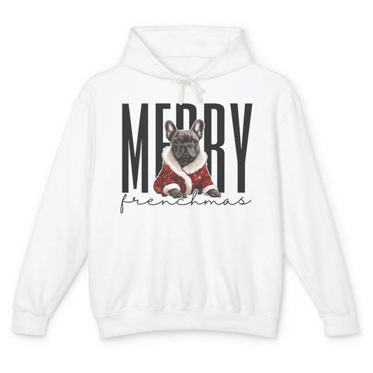 Funny French Bulldog Merry Frenchmas Christmas Dog Mom Unisex Lightweight Hoodie