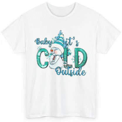 Christmas Cute Snow Man It's Cold Outside Freezing Season Classic Unisex T-Shirt