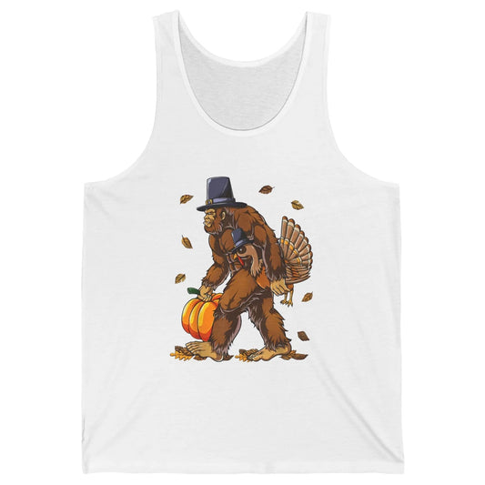 Bigfoot Pilgrim Hat Turkey Thanksgiving Funny Turkey Autumn Unisex Jersey Tank