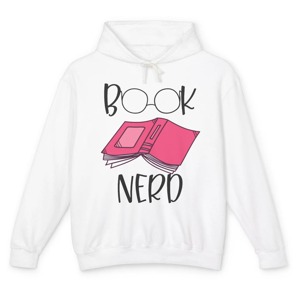 Funny Book Lovers Book Nerd Reading Glasses Librarian Girl Unisex Lightweight Hoodie