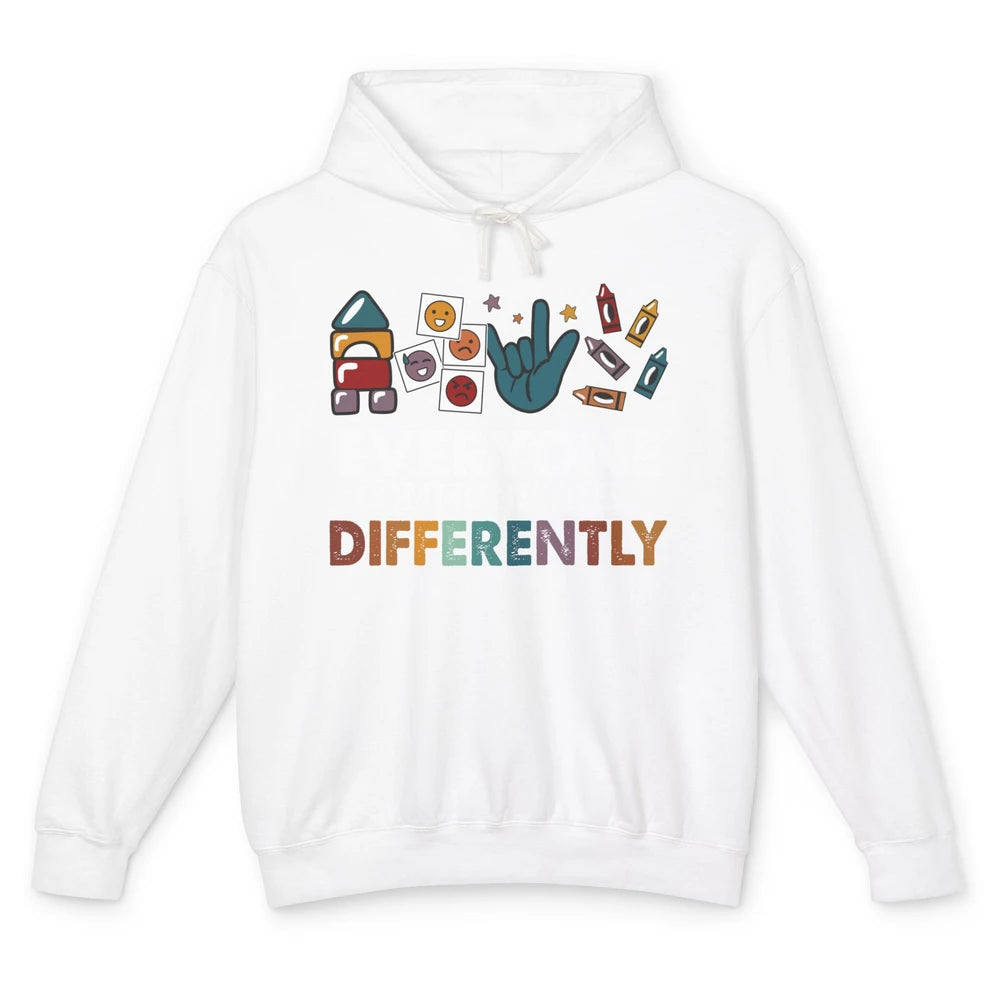 Sped Teacher ABA Everyone Communicates Differently Para BCBA Unisex Lightweight Hoodie