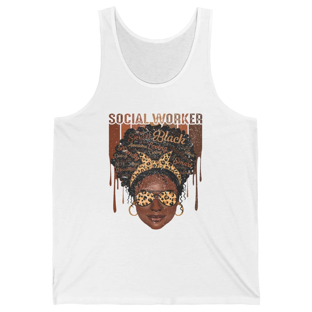 Social Worker Afro Messy Bun African American Social Work Unisex Jersey Tank