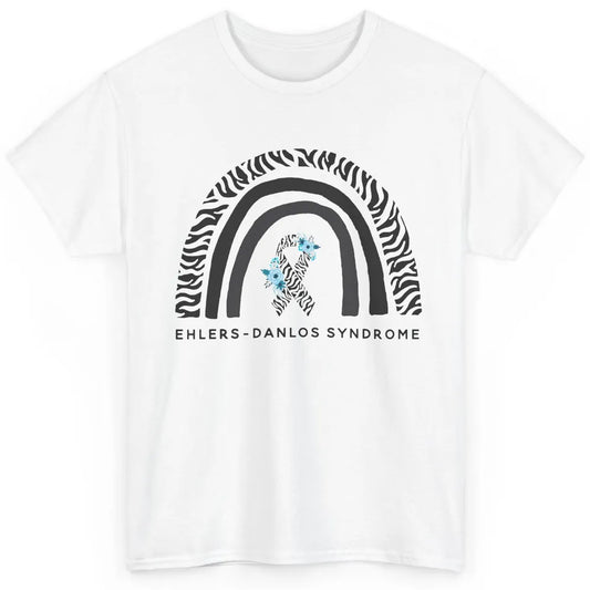 Ehlers Danlos Syndrome Awareness EDS Zibra Ribbon Rainbow Classic Unisex T-Shirt