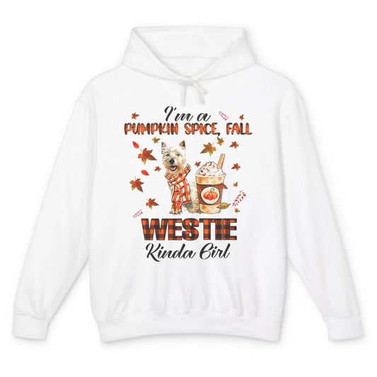 I'm A Pumpkin Spice Fall And Westie Kinda Girl Fall Leaves Unisex Lightweight Hoodie