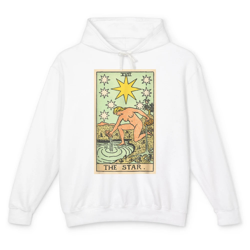 The Star Tarot Card Lady Crescent Vintage Moon Halloween Unisex Lightweight Hoodie