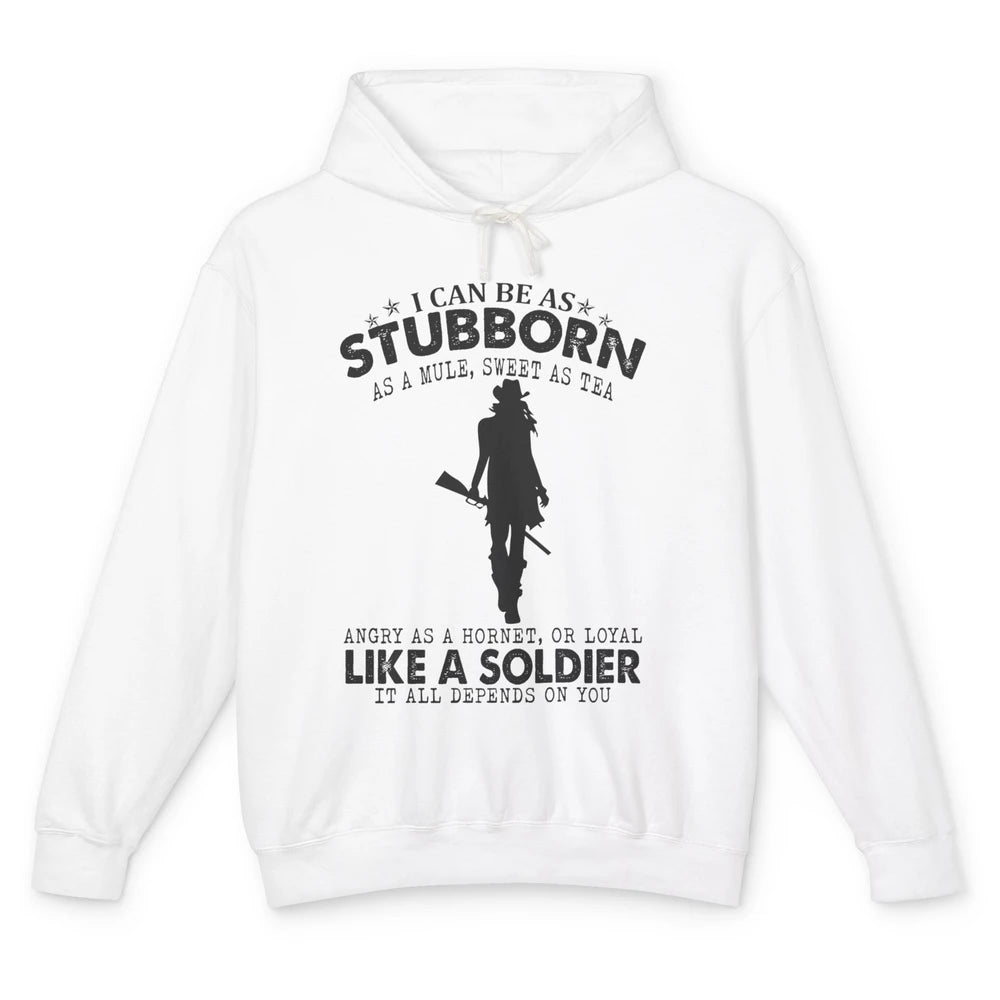 Retro Cowgirl Stubborn As Mule Sweet As Tea Western Country Unisex Lightweight Hoodie