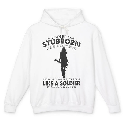 Retro Cowgirl Stubborn As Mule Sweet As Tea Western Country Unisex Lightweight Hoodie