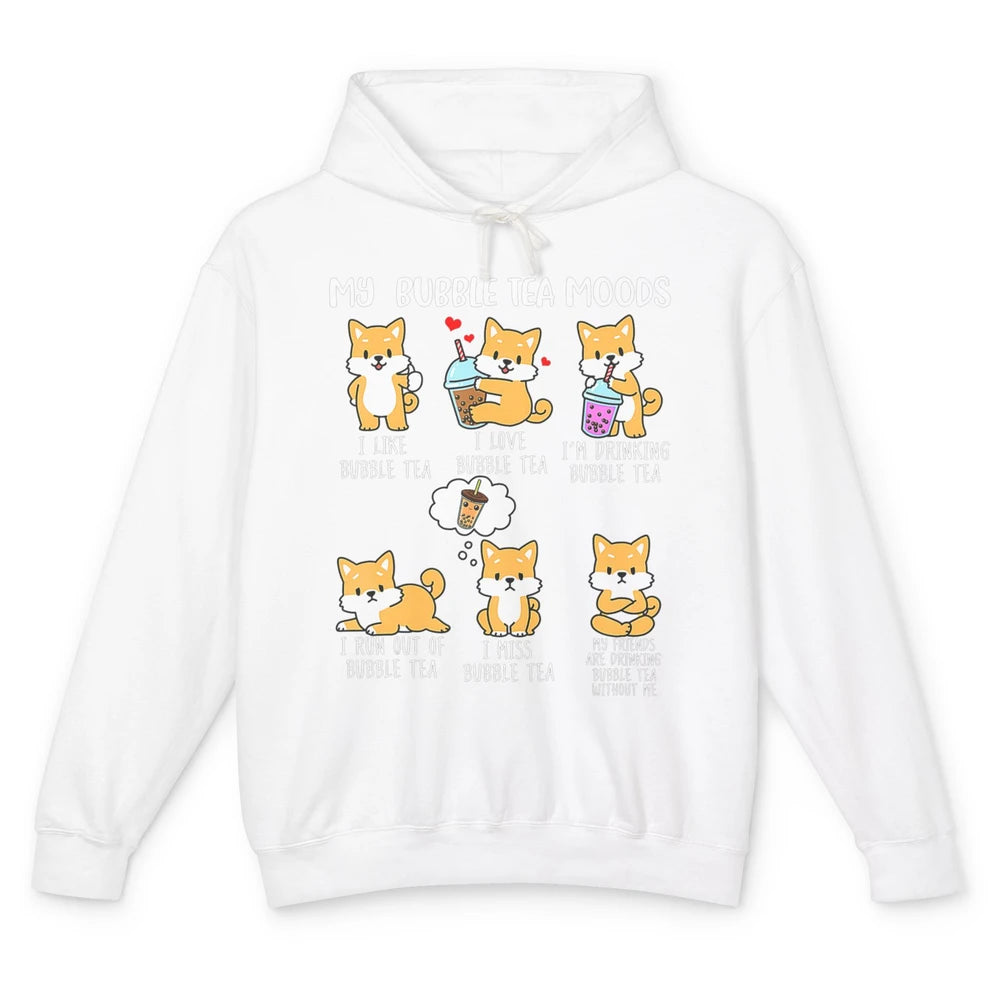 Funny Shiba Inu Bubble Tea Mood Dog Kawaii Cute Puppy Anime Unisex Lightweight Hoodie