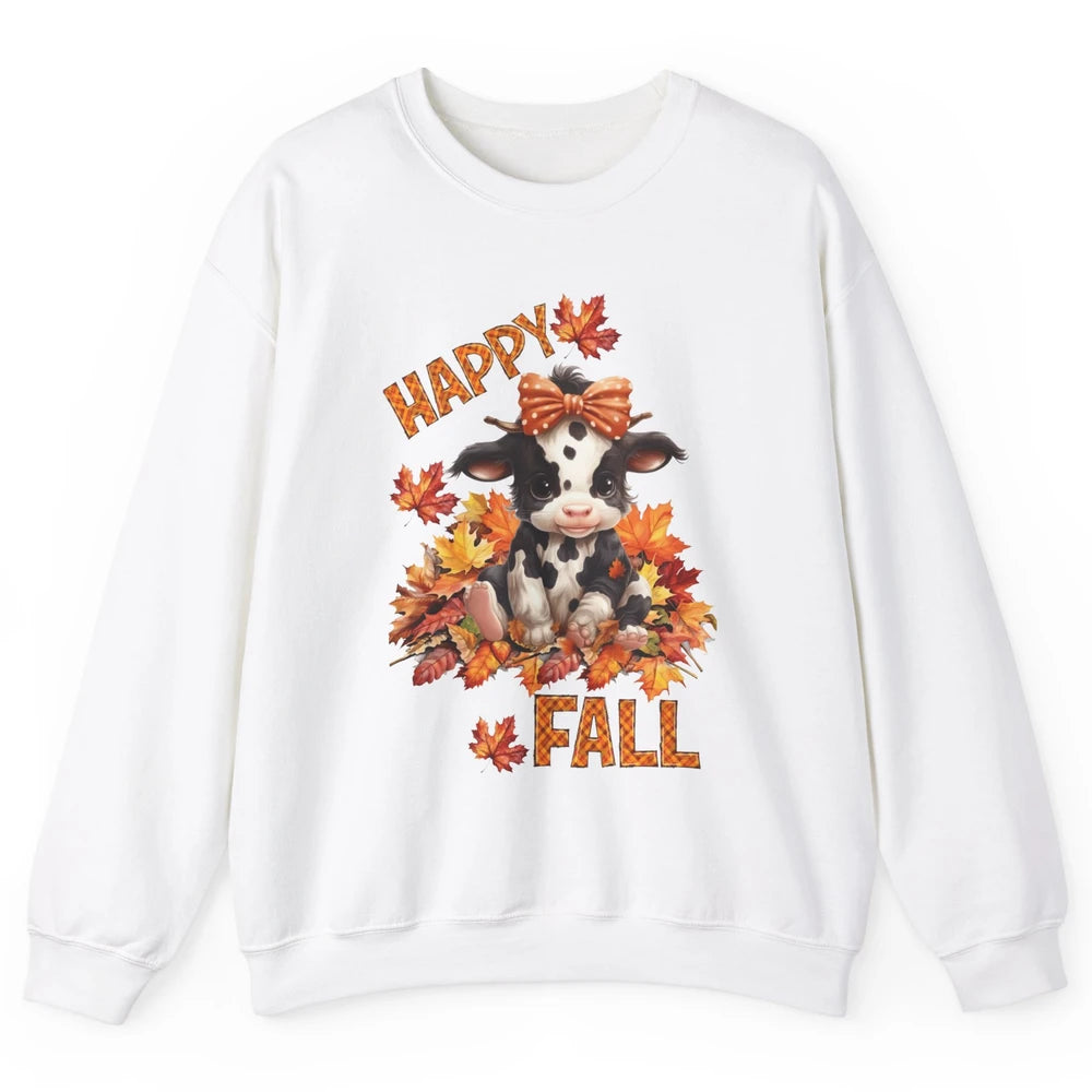 Cute Baby Cow Bandana Hay Fall Pumpkin Thanksgiving Autumn Unisex Crewneck Sweatshirt