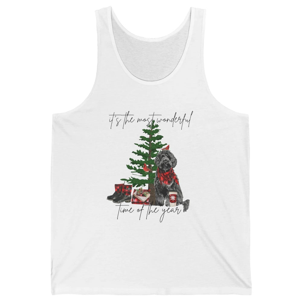 Black Golden Labradoodle Christmas Tree Most Wonderful Time Unisex Jersey Tank