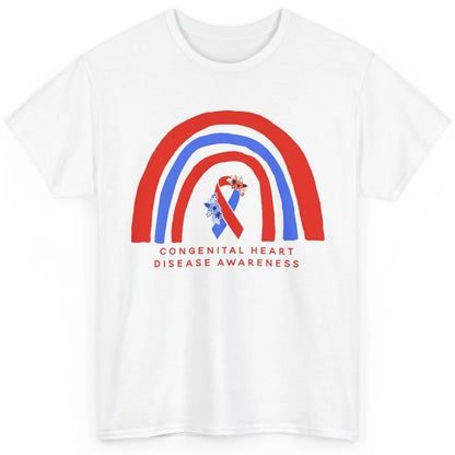 CHD Congenital Heart Disease Awareness Red Blue Ribbon Classic Unisex T-Shirt