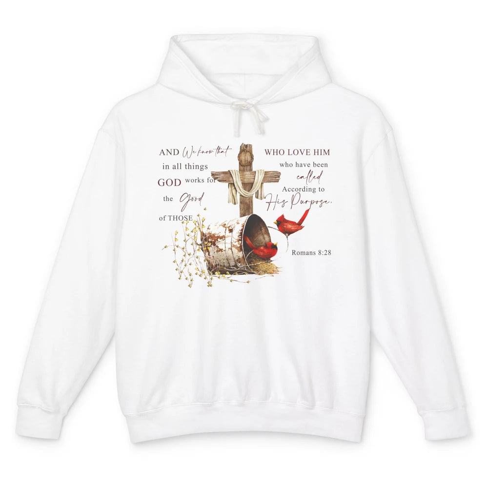 Cardinals Jesus Cross God Works For The Good Christian Gift Unisex Lightweight Hoodie