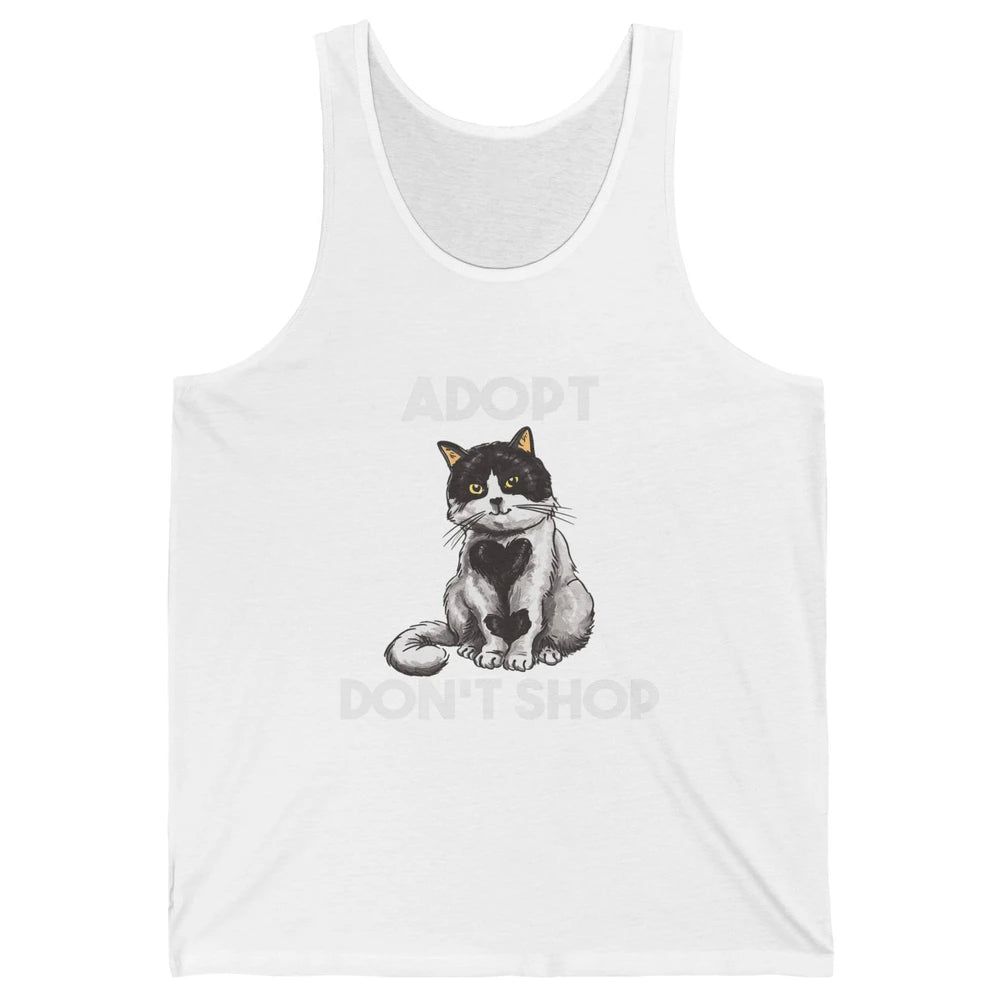 Adopt Dont Shop Black White Cat Rescue Animal Pet Rescuer Unisex Jersey Tank