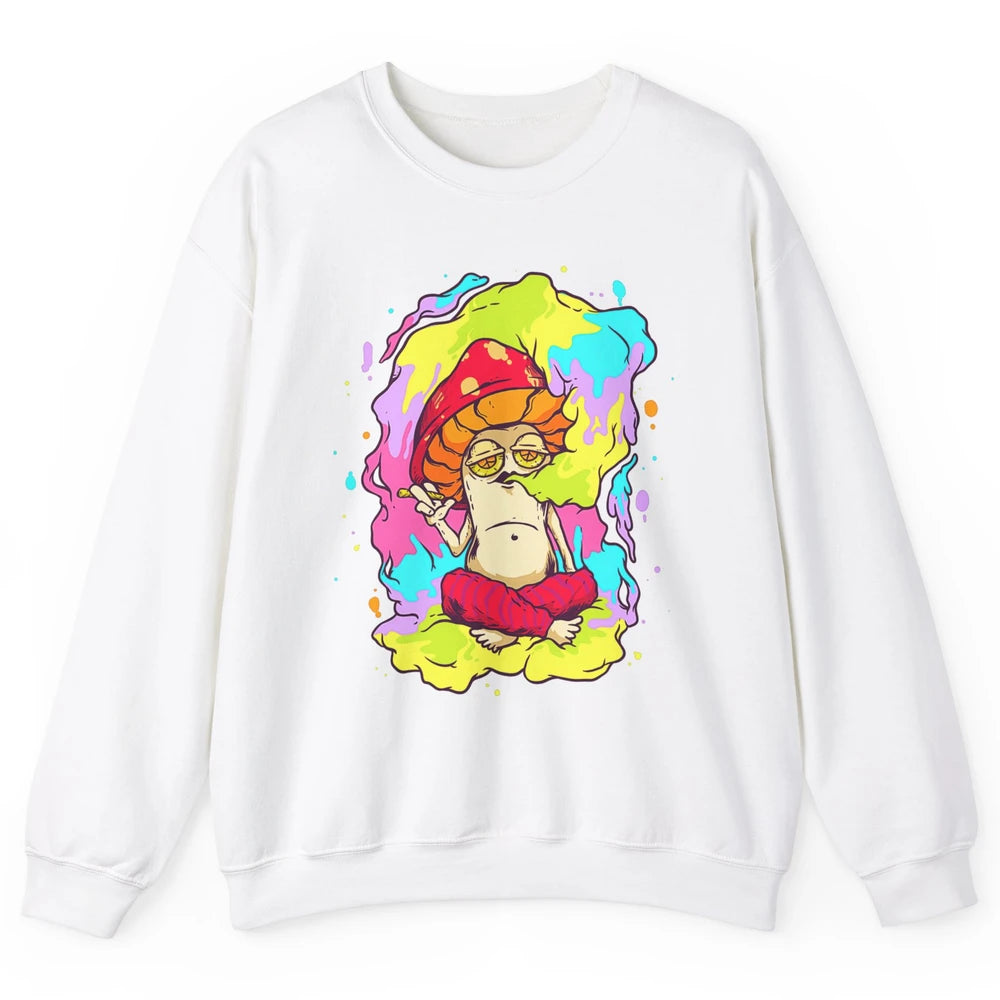 Stay Trippy Little Hippie Mushroom Cigarette Plant Retro 70s Unisex Crewneck Sweatshirt