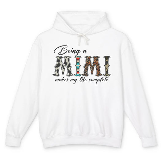 Leopard Being A Mimi Makes My Life Complete Grandma Western Unisex Lightweight Hoodie