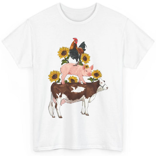 Sunflower Western Farm Life Animals Vegan Cow Pig Rooster Classic Unisex T-Shirt