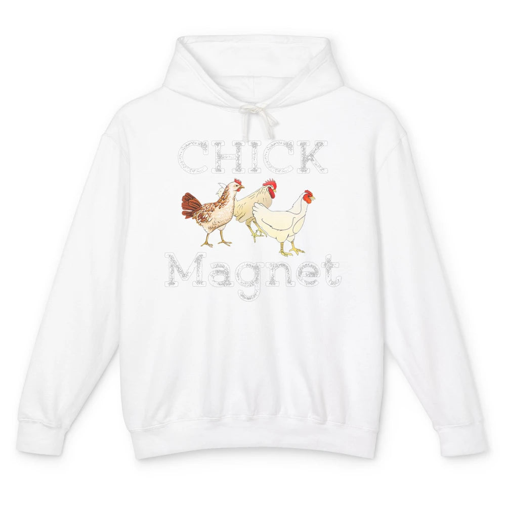 Funny Chicken Magnet Retro Farm Farmer Rooster Farming Chick Unisex Lightweight Hoodie