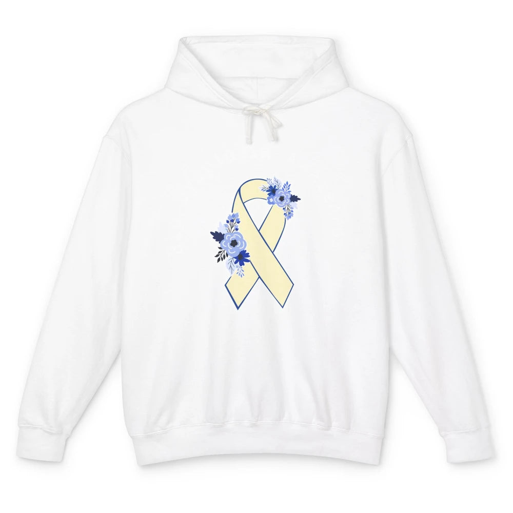 Hip Dysplasia Awareness Floral Blue White Ribbon DDH Unisex Lightweight Hoodie