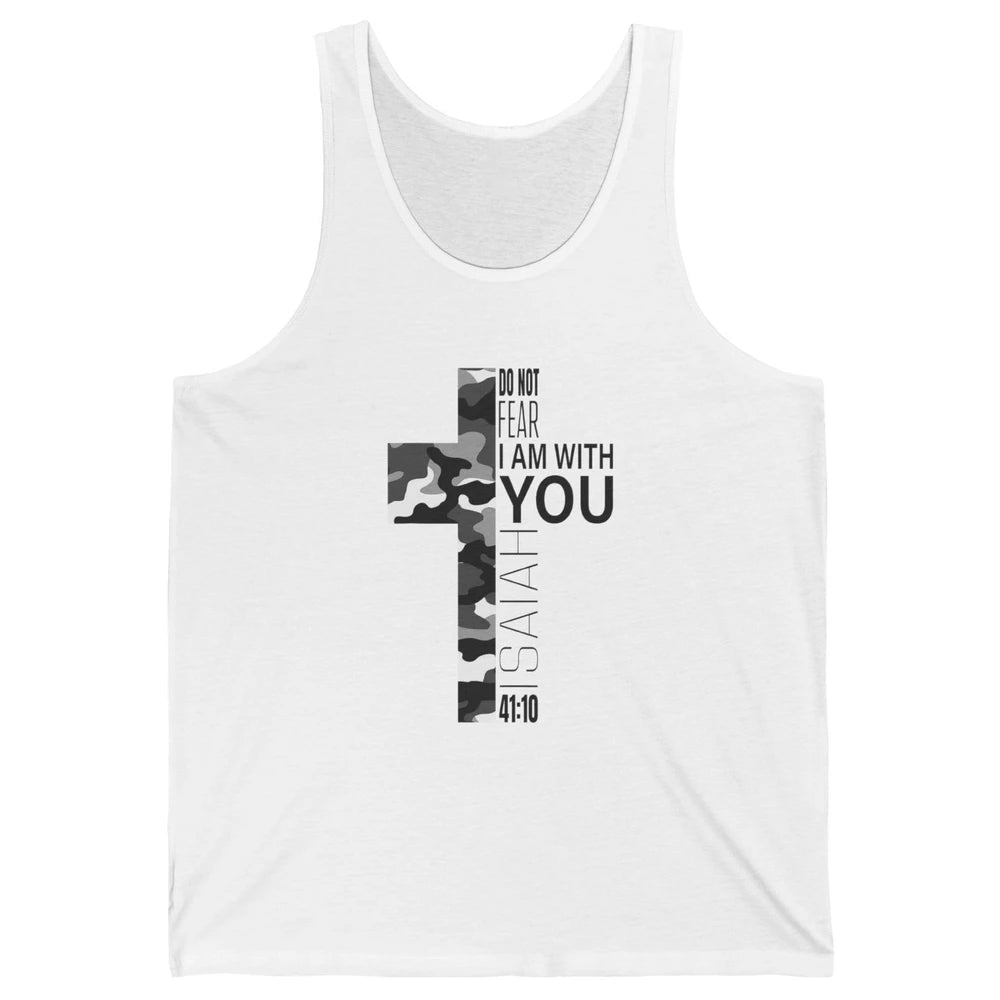 White Camo Not Fear Christian Verse Religious Jesus Cross Unisex Jersey Tank