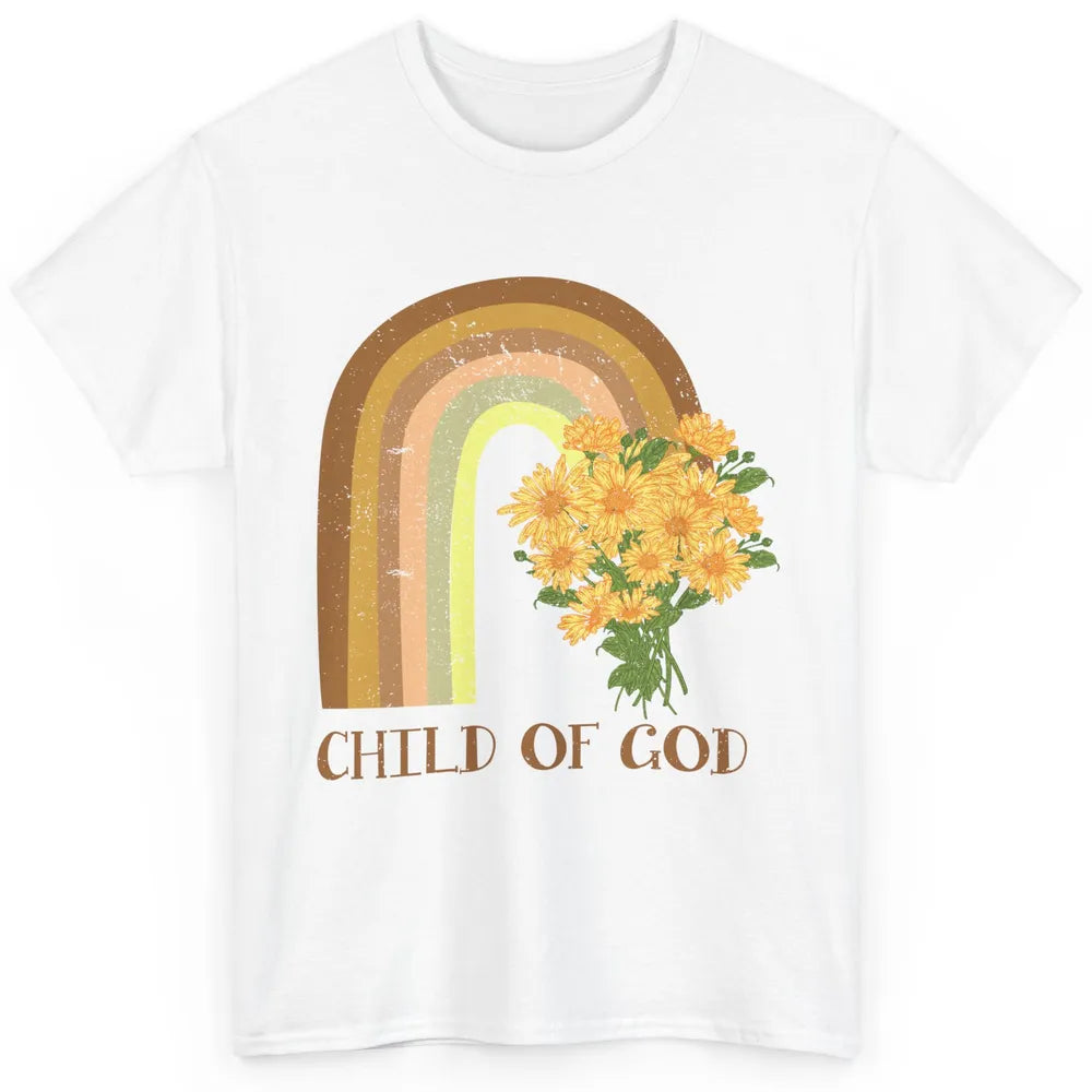 Vintage Sunflower Rainbow Child Of God Christian Religious Classic Unisex T-Shirt