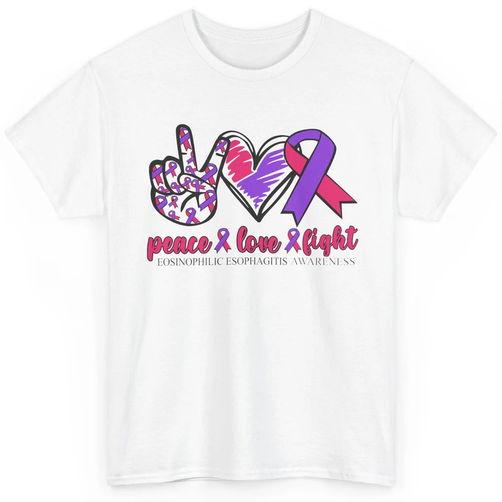 Eosinophilic Esophagitis Awareness Ribbon Peace Love Fight Classic Unisex T-Shirt