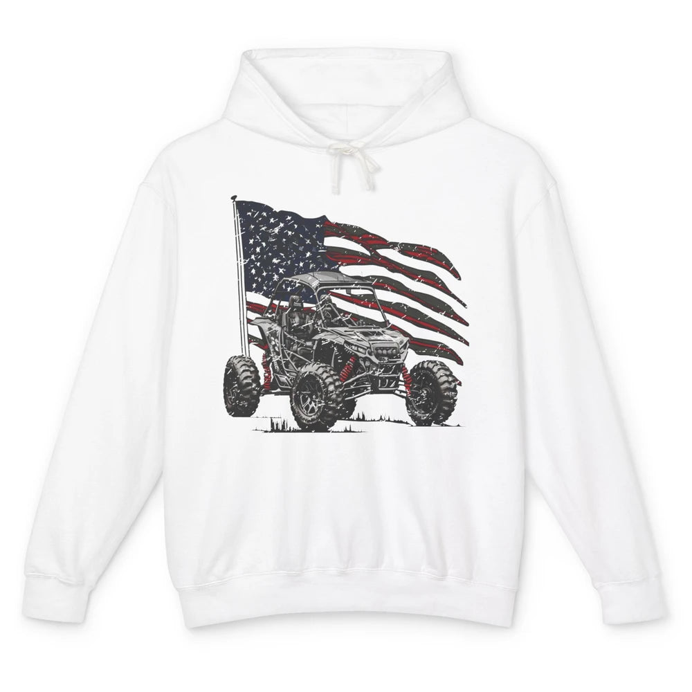 US Flag ATV UTV Rider July 4th American Patriotic Mud Riding Unisex Lightweight Hoodie