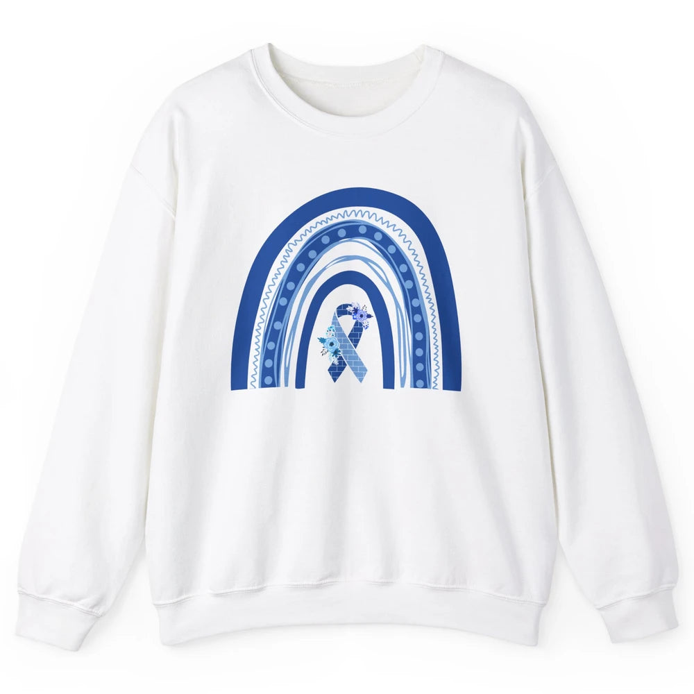 Castleman Disease Awareness Floral Blue Ribbon Rare Disease Unisex Crewneck Sweatshirt