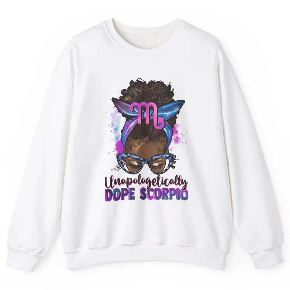 Afro Scorpio Queen Galaxy Horoscope Messy Hair Black Woman Unisex Crewneck Sweatshirt