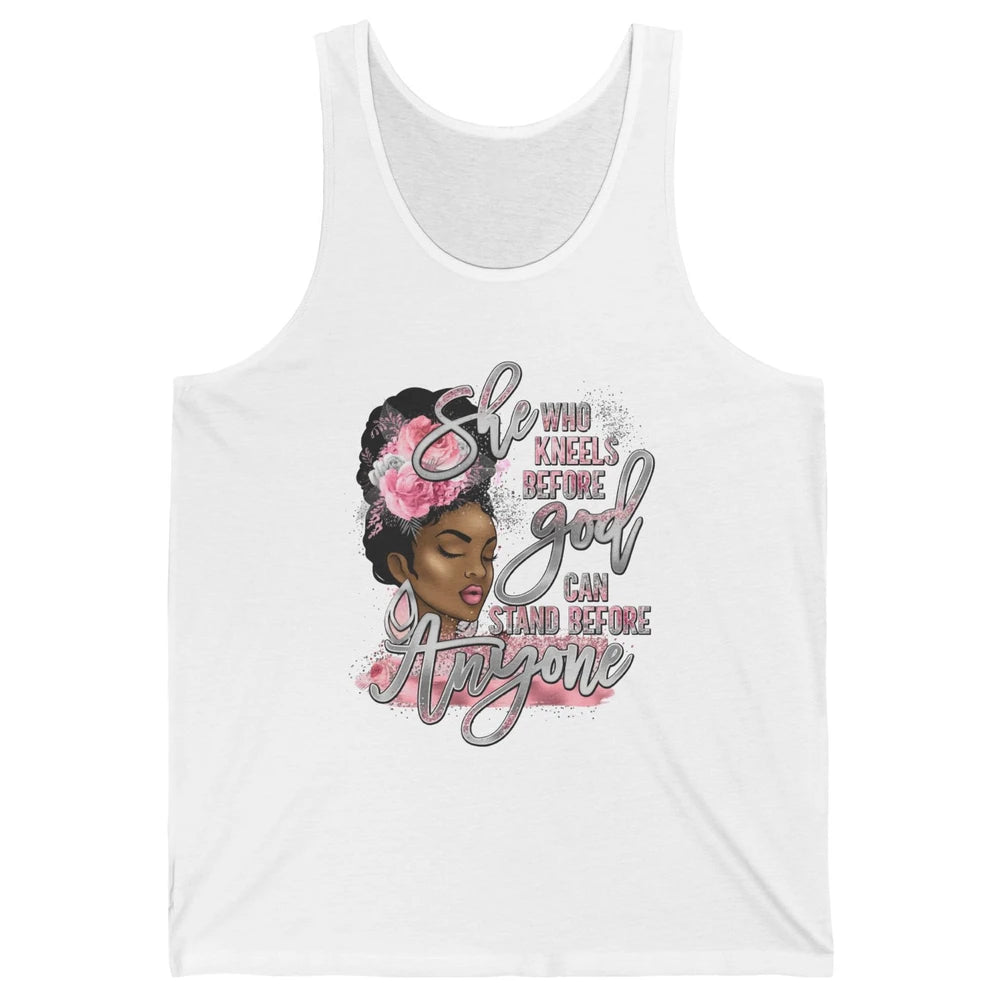 Black Girl She Who Kneels Before God Christian Afro Women Unisex Jersey Tank