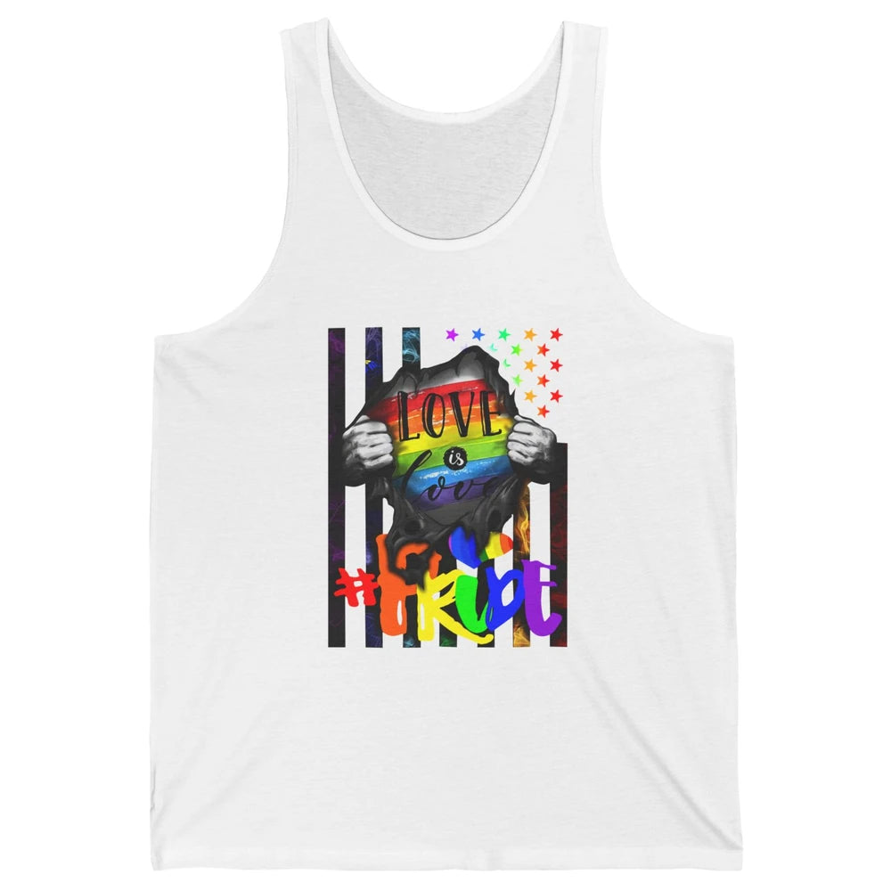 American Flag Love Is Love LGBT Gay Pride Month Equality Unisex Jersey Tank