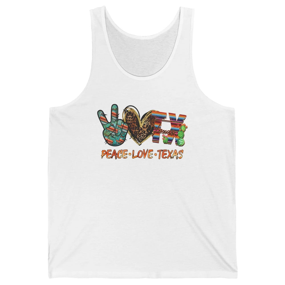 Retro Peace Love Texas Leopard Western Country Desert Cactus Unisex Jersey Tank