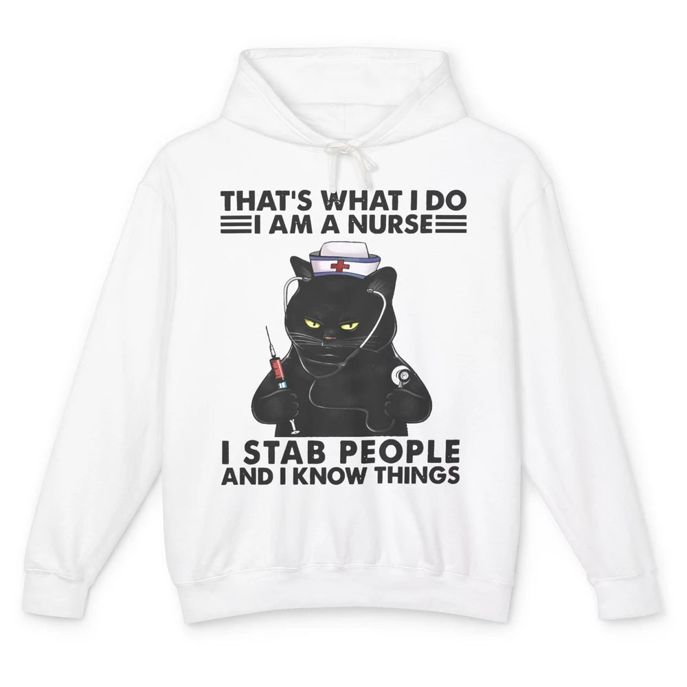 Black Cat That's What I Do I Am A Nurse Funny Nursing Life Unisex Lightweight Hoodie