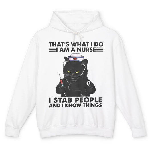 Black Cat That's What I Do I Am A Nurse Funny Nursing Life Unisex Lightweight Hoodie