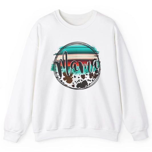 Western Country Boho Mama Cowhide Turquoise Western Mama Unisex Crewneck Sweatshirt