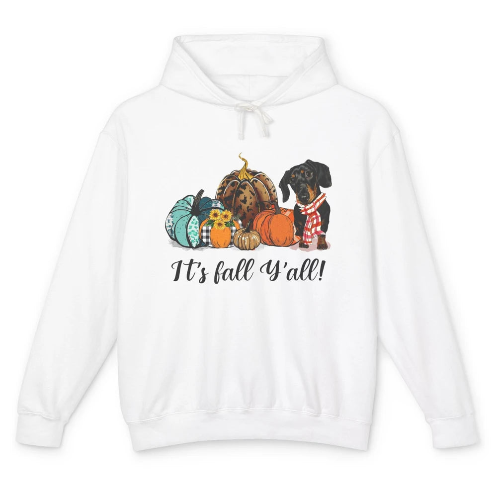 Weenie Dog Love Fall Yall Pumpkin Autumn Halloween Dachshund Unisex Lightweight Hoodie