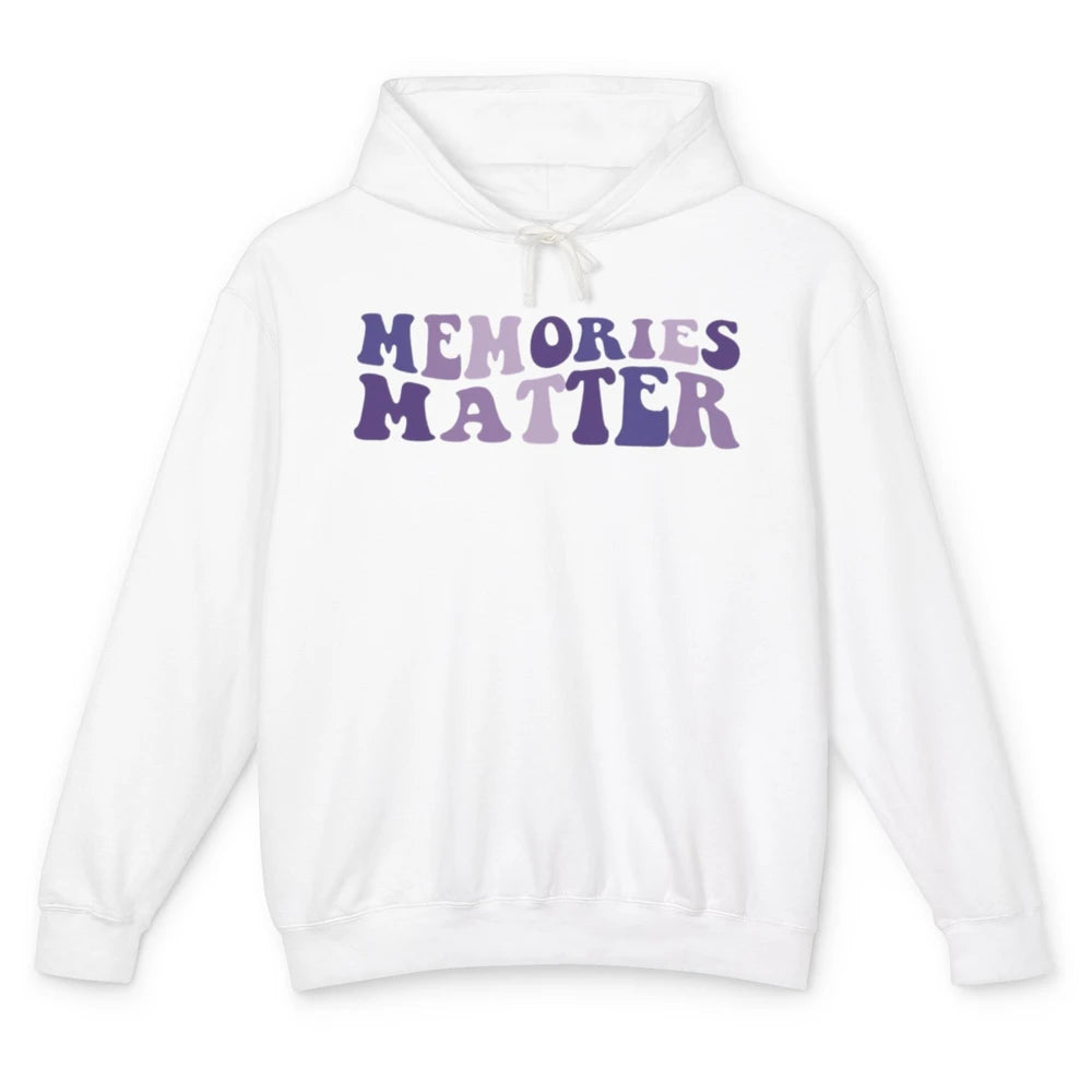 Alzheimer Awareness Groovy Memories Matter Purple Warrior Unisex Lightweight Hoodie