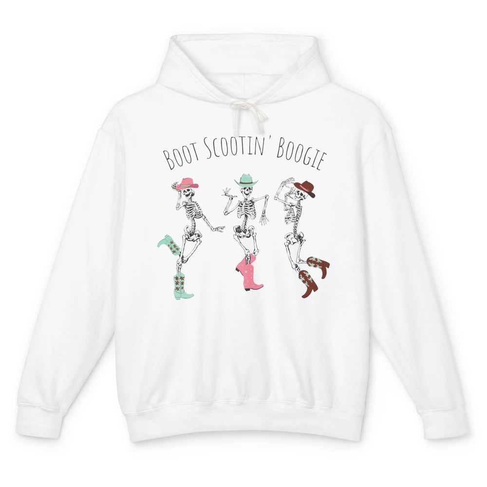 Cowboy Skeleton Dance Boot Scooting Boogie Western Halloween Unisex Lightweight Hoodie