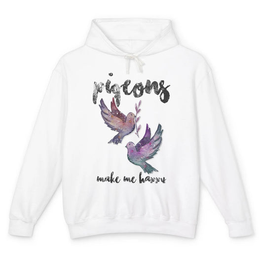 Make Me Happy Pigeon Funny Bird Lover Retro Birding Vintage Unisex Lightweight Hoodie