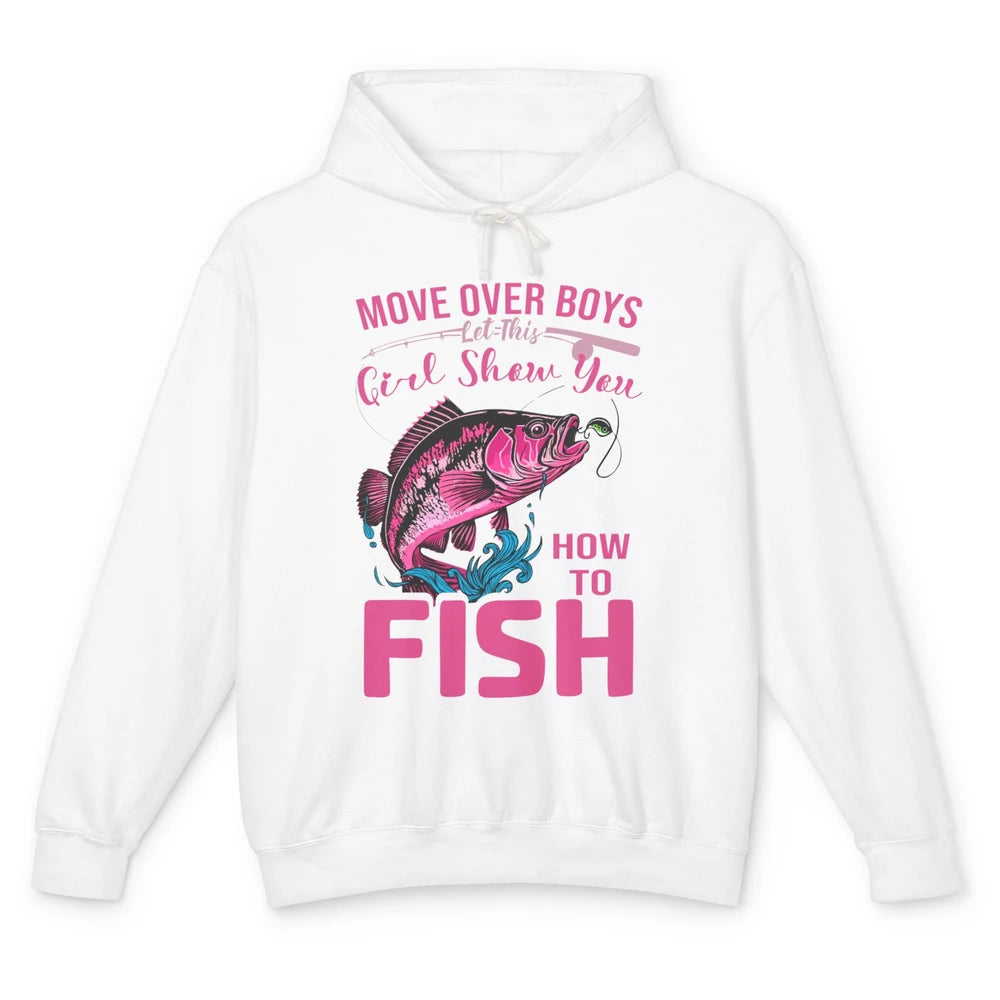 Bass Fishing Girl Show How To Fish Reel Girls Fish Fisherman Unisex Lightweight Hoodie