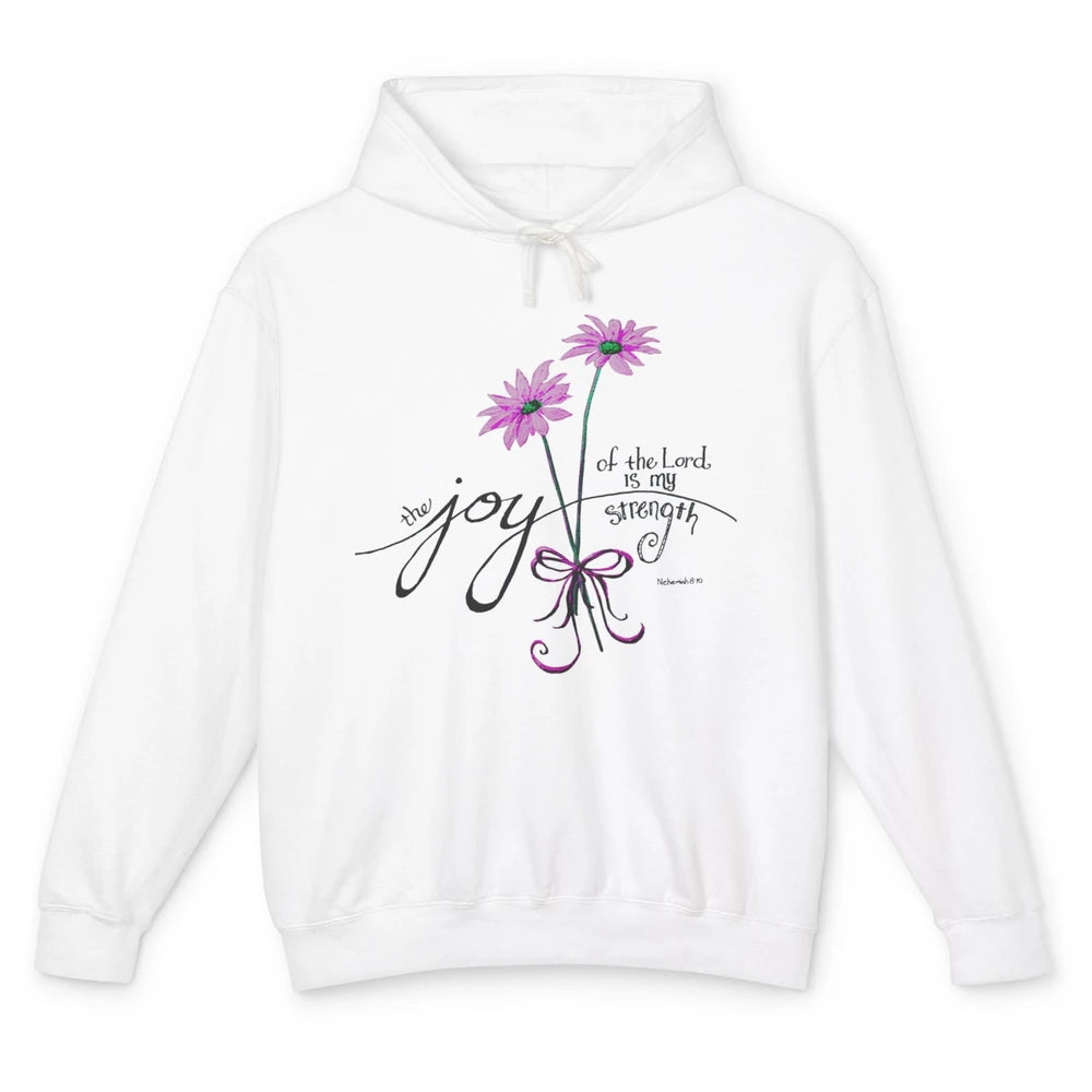 Joy Of Lord My Strength Minimalist Floral Jesus Christian Unisex Lightweight Hoodie