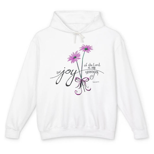 Joy Of Lord My Strength Minimalist Floral Jesus Christian Unisex Lightweight Hoodie