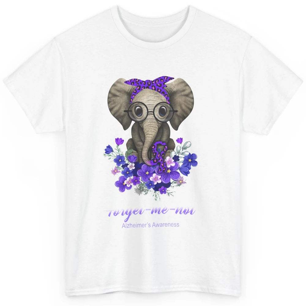 Alzheimer Awareness Purple Ribbon Elephant Forget Me Not Classic Unisex T-Shirt